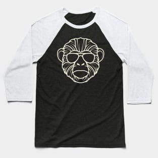 Lineart Cool Ape Wearing Sunglasses Baseball T-Shirt